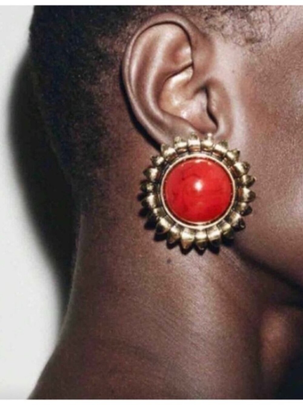 New! Zara Red Sunflower Statement Earrings (2012) NWOT